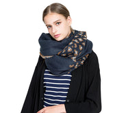 Women Printing Winter Warm Scarf Casual Leopard Pattern Scarf Shawl